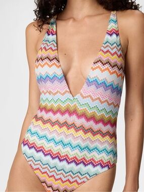 Missoni Women’s Multicolor Zigzag pixel 2026 One-Piece  - Vibrant Pattern